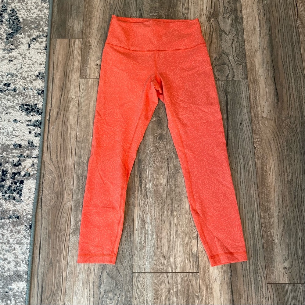 Lululemon align lightly patterned orange leggings, size 6, perfect condition